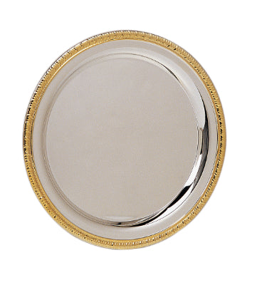 10" Round Gold Rim Silver Plated Tray