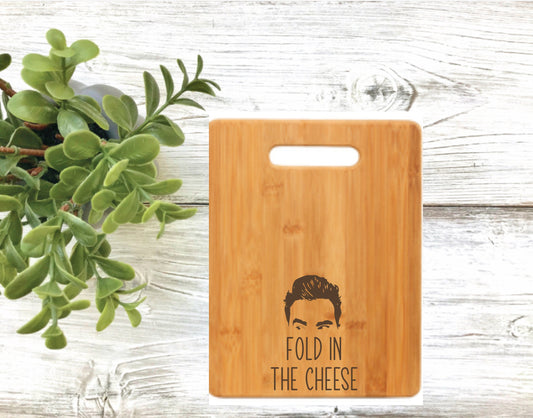 Fold in the Cheese Cutting Board | 9 x 6 Small Fold in the Cheese Bamboo Board | David Rose | Fold in the Cheese | Funny Christmas Gift