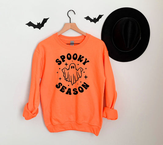 Spooky Season Sweatshirt, Crewneck Sweatshirt, Spooky Sweatshirt, Halloween, Ghost, Black, Pumpkin Fall, Cute and Scary, Autumn