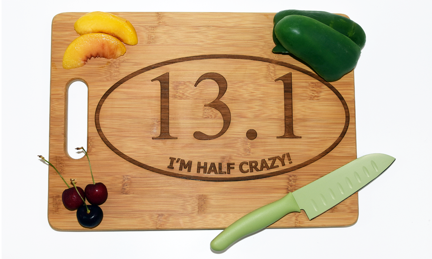 Personalized Engraved Bamboo Cutting Board, 13.1 Half Marathon, Gift for Runner