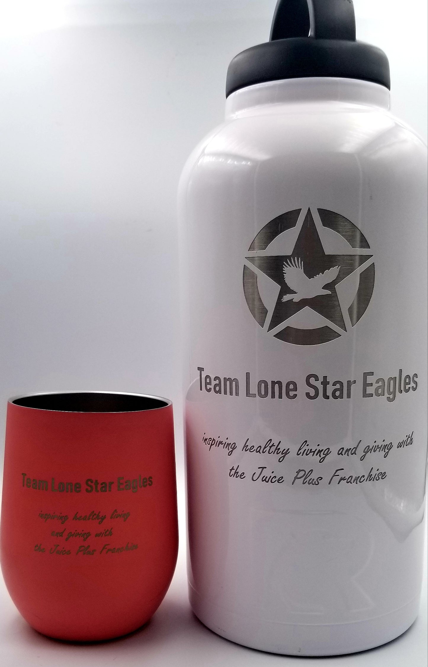 Exclusive Team Lone Star Eagle Juice Plus RTIC 64 oz Tumbler, Stainless Steel Bottle, Screw Lid and Sport Lid Included