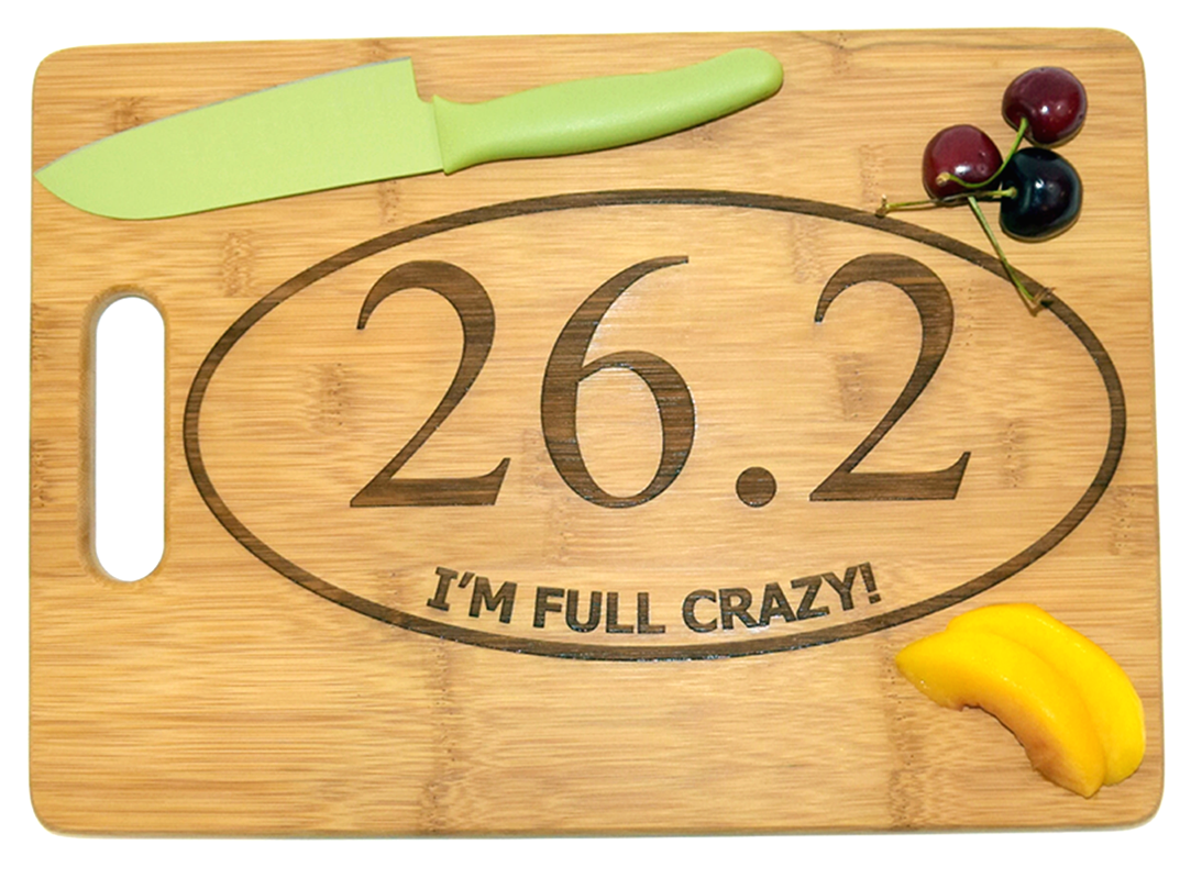 Personalized Engraved Bamboo Cutting Board, 26.2 Marathon, Gift for Runner