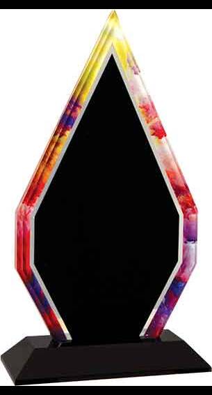 9" Watercolor Diamond Acrylic with Black Base