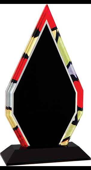 9" Stained Glass Diamond Acrylic with Black Base