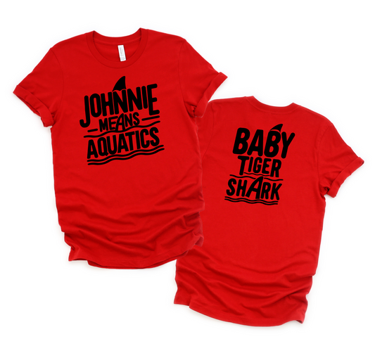 Johnnie Means Aquatics Baby Tiger Shark Shirt - Youth - Red