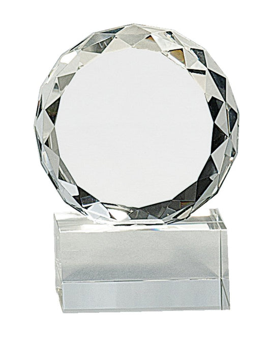 4" Round Facet Crystal on Clear Pedestal Base