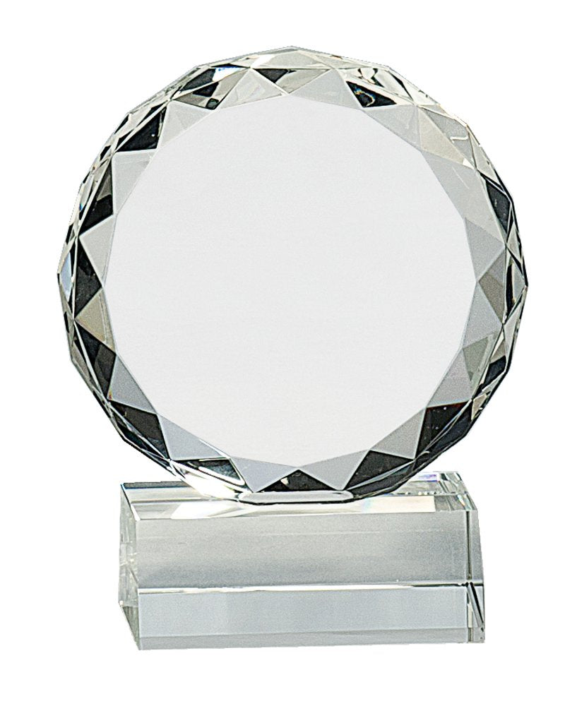 5 1/4" Round Facet Crystal on Clear Pedestal Base