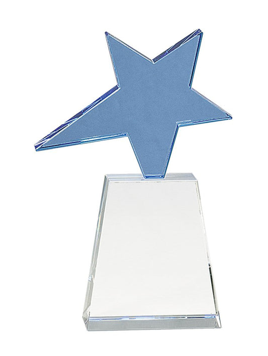 8" Blue Crystal Star on Clear Pedestal Base