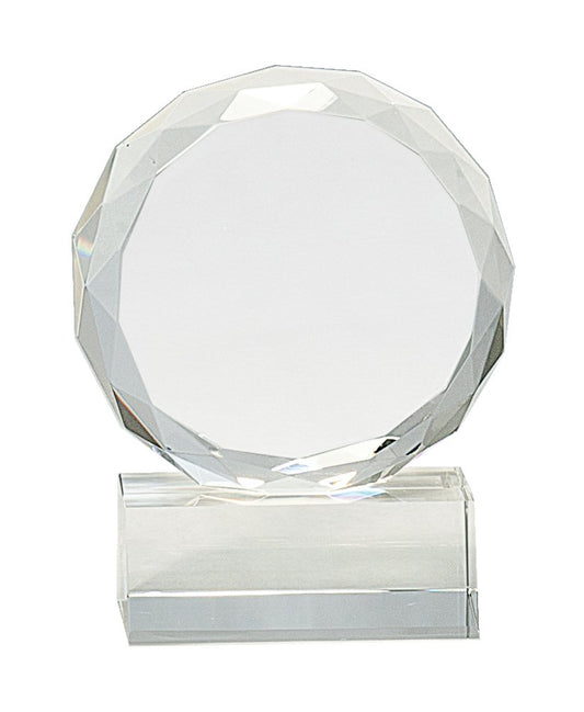5" Round Facet Crystal on Clear Pedestal Base