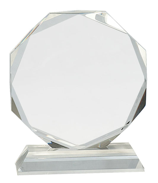6" Clear Crystal Octagon on Clear Pedestal Base