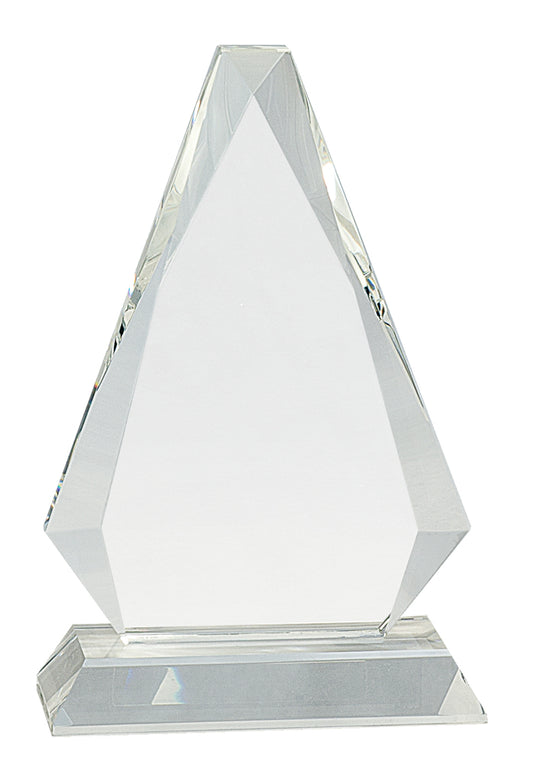 8" Clear Crystal Triangle on Clear Pedestal Base