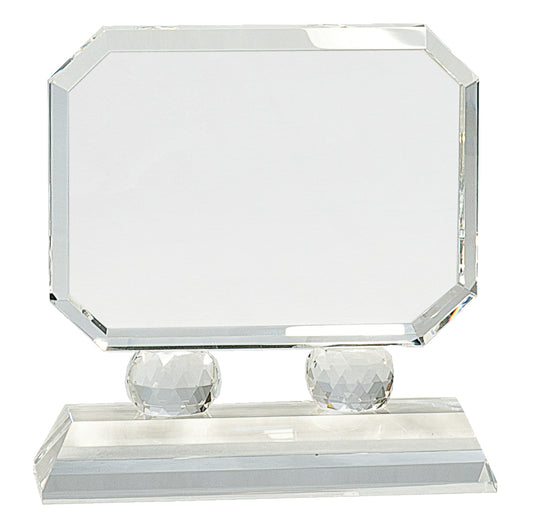 6" Rectangle Crystal on Clear Pedestal Base