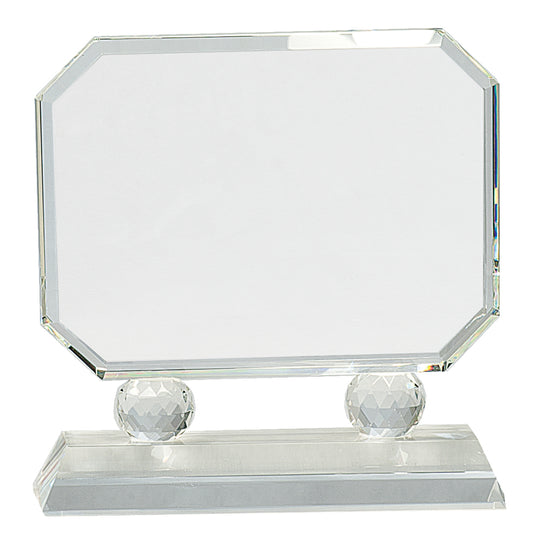 7" Rectangle Crystal on Clear Pedestal Base