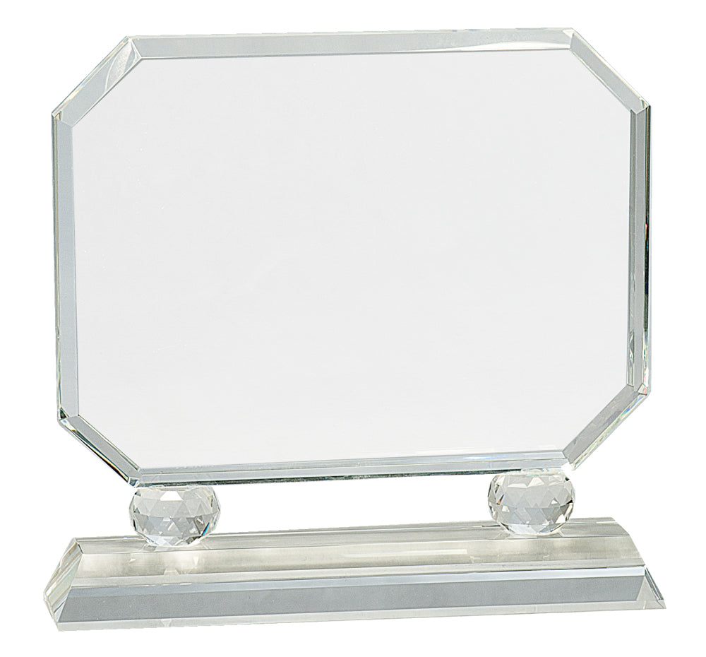 8" Rectangle Crystal on Clear Pedestal Base