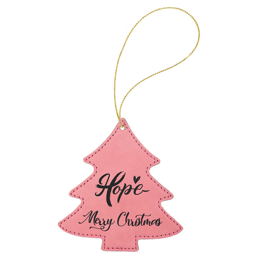 Leatherette Tree Ornament with Gold String