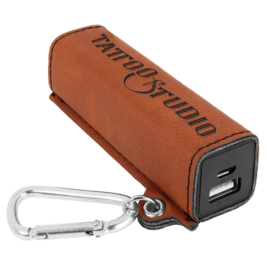 Rawhide Laserable Leatherette 2200 mAh Power Bank with USB Cord