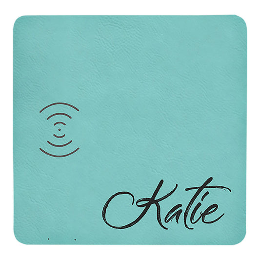 8" x 8" Teal Laserable Leatherette Phone Charging Mat