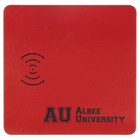 8" x 8" Red Laserable Leatherette Phone Charging Mat