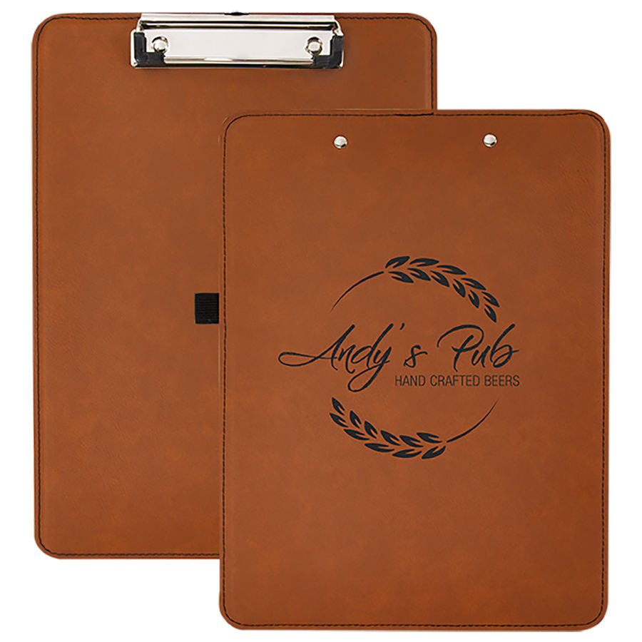 Rawhide Leatherette Clipboard - Front or Back - offers the look and feel of genuine leather at a fraction of the price. This richly textured, synthetic material is water resistant, easy to clean and durable enough for the rigors of daily use.