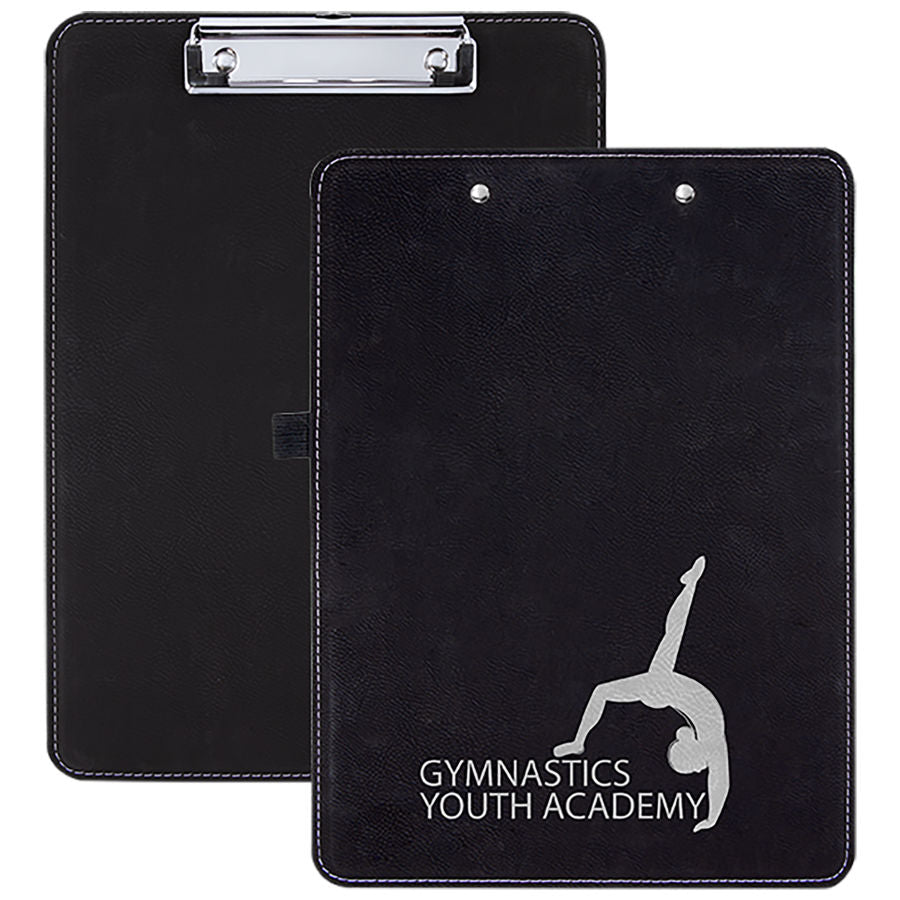 Black Silver Leatherette Clipboard - Front or Back - offers the look and feel of genuine leather at a fraction of the price. This richly textured, synthetic material is water resistant, easy to clean and durable enough for the rigors of daily use.