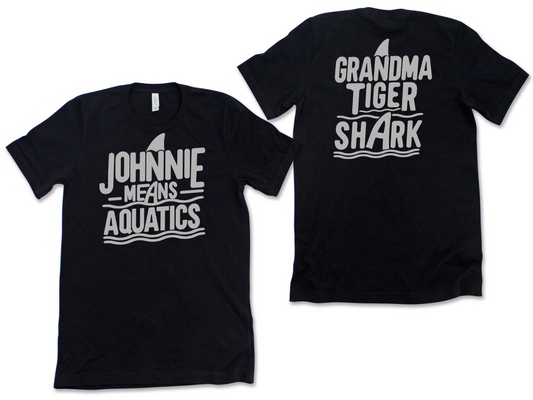 Johnnie Means Aquatics Grandma Tiger Shark Shirt - Adult - Black