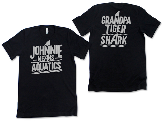 Johnnie Means Aquatics Grandpa Tiger Shark Shirt - Adult - Black