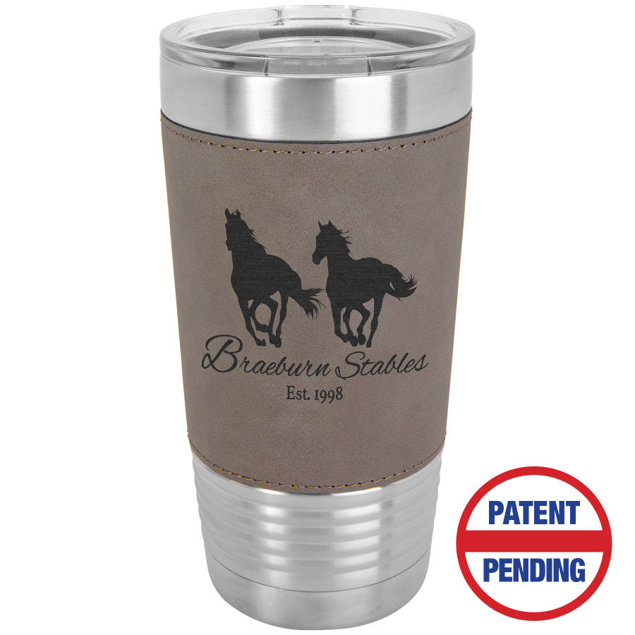 20 oz. Laserable Leatherette Tumbler with Clear Lid