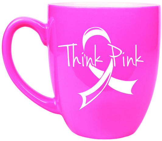 Think Pink Breast Cancer Awareness 16 oz Mug