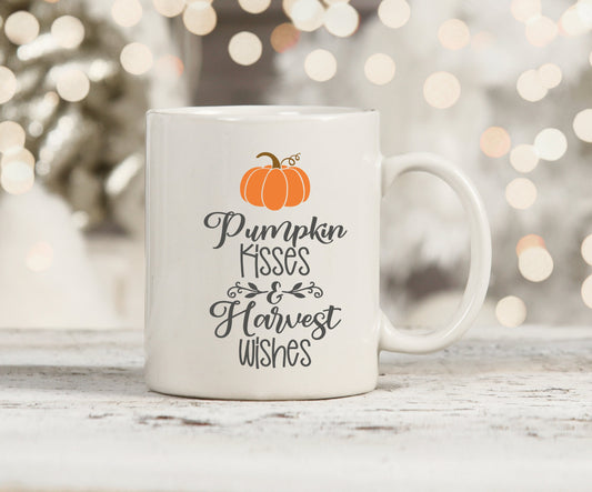 Pumpkin Wishes Harvest Kisses | Coffee Mug | Cute Fall Mug | Halloween Mug | Pumpkin Spice Latte | Autumn Mug | Pumpkin Mug | Thanksgiving