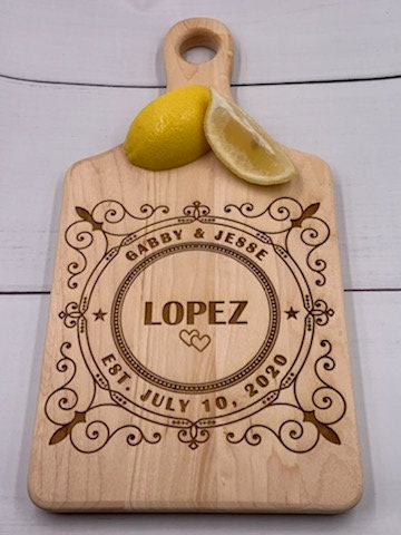 Personalized Cutting Board, Personalized Wedding Gift, House Warming Gift, Engraved Cutting Board, Anniversary Present, Paddle Cutting Board