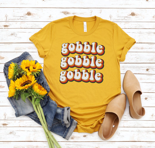 Gobble Gobble Gobble Shirt, Thanksgiving Shirt, Gobble Gobble Shirt, Funny Shirts, Fall Shirt, Retro Thanksgiving Shirt, Retro Gobble Shirt
