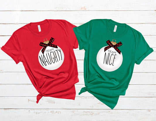 Team Naughty Shirt, Team Nice Shirt, Santa Shirt, Couple Christmas Shirts, Funny Christmas Shirts, Matching Christmas Shirts, Naughty List