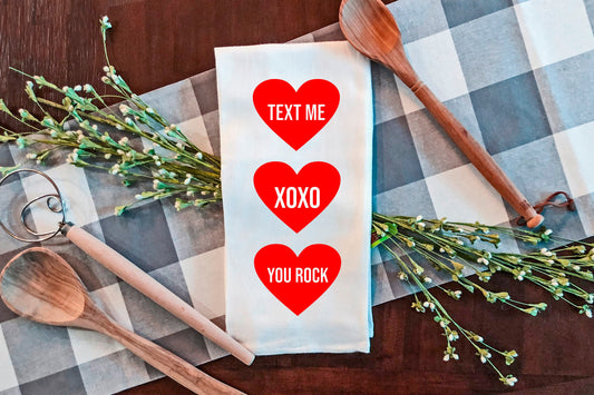 Valentines Day Decor, Valentines Flour Sack Tea Towels, Valentines Day Gift, Farmhouse Decor, Valentines Tea Towel, Kitchen Decor, Tea Towel