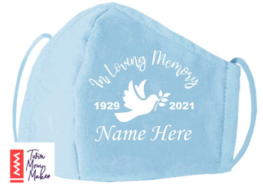 Special Order: In Loving Memory Funeral Mask with Dove | In Loving Memory Memorial Mask | In Loving Memory | Funeral Masks | In remembrance