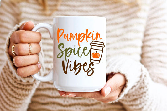 Pumpkin Spice Vibes, Cute Coffee Mug, Fall Mug, Funny Thanksgiving Mug, Hot Chocolate Mug, Pumpkin Pie Mug, Pumpkin Spice