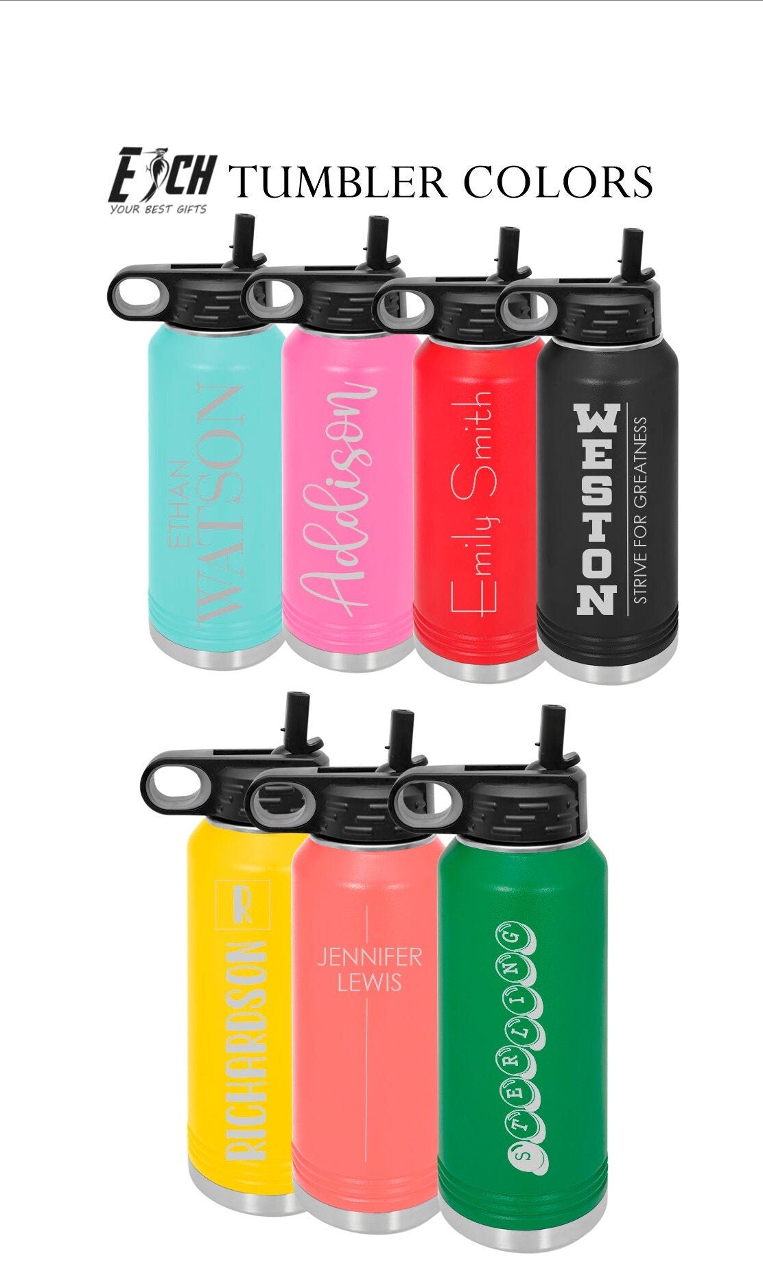 32oz Personalized Water Bottles, Custom Engraved Water Bottle, Water Bottle With Straw, Insulated Water Bottle, Wedding Water Bottle