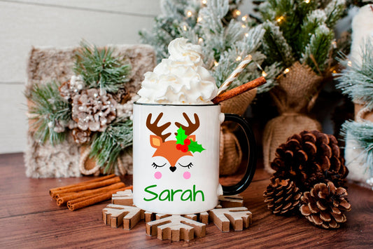 Funny Christmas Mug, Secret Santa Gift, Reindeer Mug, Personalized Hot Chocolate Mugs, Gift for Sister, Holiday Mug, Christmas Mug