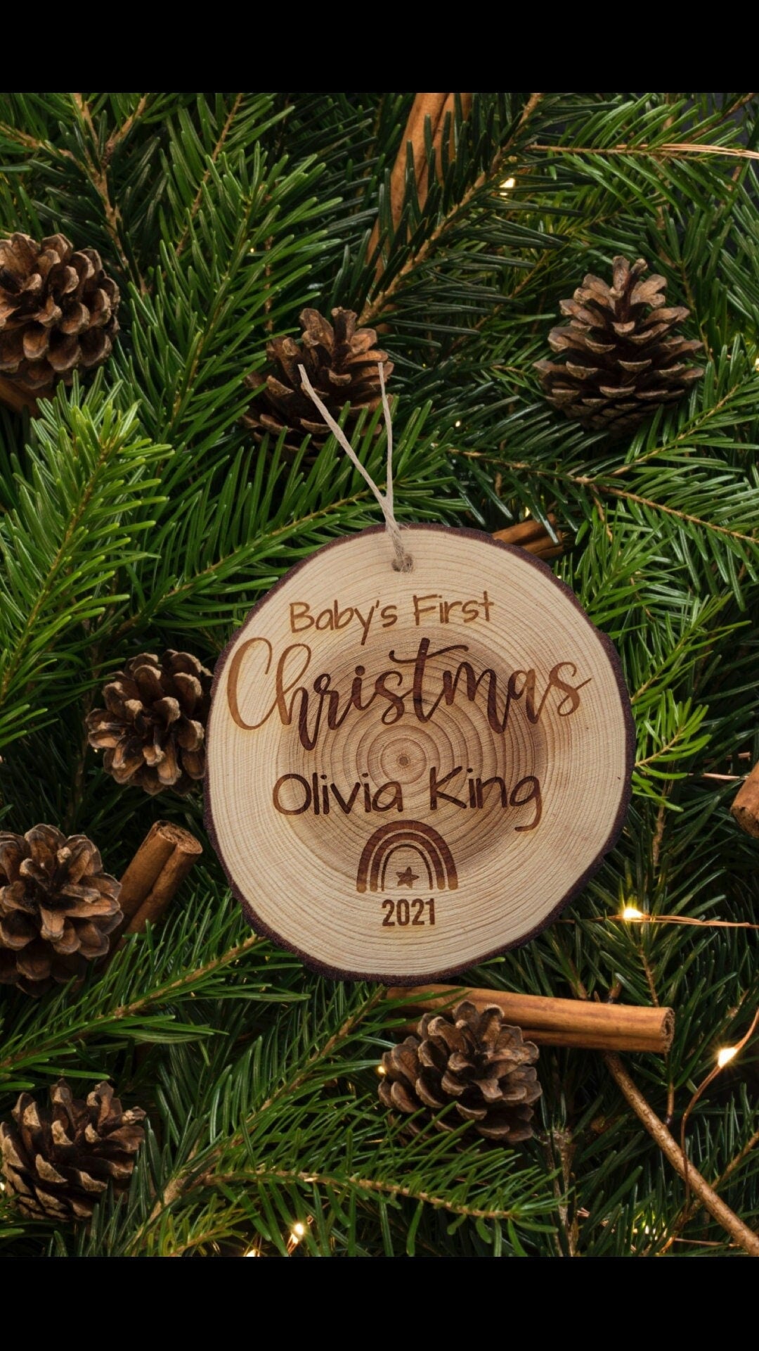Baby's First Christmas Ornament - Personalized First Christmas Wooden Ornament - Christmas Tree Wood Slice Ornament - Christmas gift