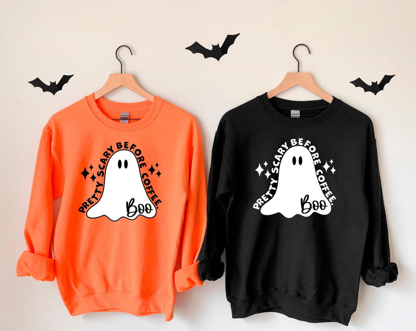 Pretty Scary Before Coffee, Halloween Sweatshirt, Spooky Season Shirt, Halloween Pullover, Fall Sweatshirt, Funny Halloween Shirt, Ghost